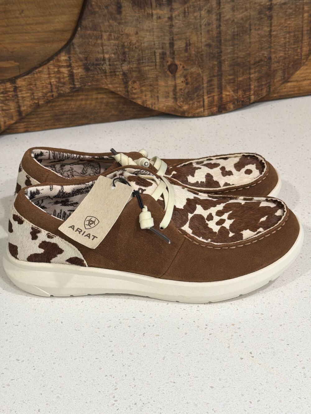 NWT Ariat size 8 Women's Hilo Ginger Suede Cow Hair On Shoe slip on shoes